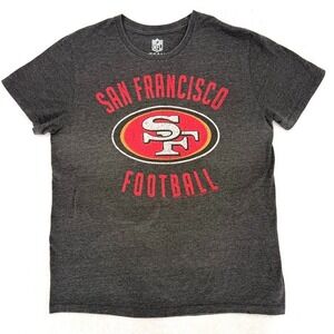 NFL Team Apparel San Francisco 49ers Mens Large Charcoal Heather Graphic T-Shirt